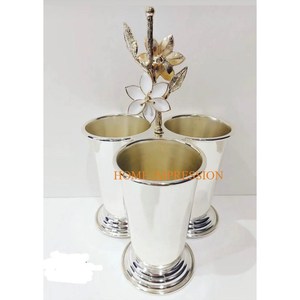 Ensemble de 3 seau à glace à vin en argent mat en acier inoxydable attrayant meilleure vente grande fleur conception vin seau à glace Barware - Product Image 1