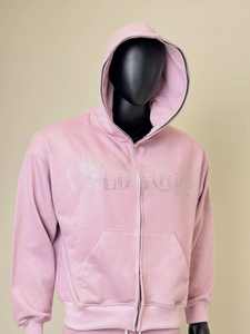 ชุดวอร์มฤดูหนาวแบบมีซิป เสื้อฮู้ดครอปแบบดิสเทรส ชุดวอร์มลายฟอกสี ประดับคริสตัล ชุดแทรคสูทผู้ชายทรงโอเวอร์ไซส์ - Product Image 3