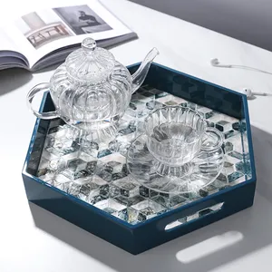 Vente chaude Nacre Incrustation Bakhoor Brûleur Laque Ramadan Plateau De Service Chargeur Plaques OEM Variété de Modèles Déco Personnalisée - Product Image 5