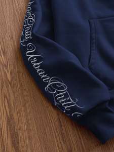 เสื้อฮู้ดแบบลำลองถักทรงหลวมสำหรับผู้ชายแขนยาวปักลายภาษาอังกฤษวินเทจปรับแต่งได้สำหรับฤดูหนาว - Product Image 5