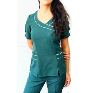 ชุดพยาบาลผ้าโพลีเอสเตอร์ผสมคอตตอน แยกชิ้น สีน้ำเงิน เสื้อกาวน์ ชุดยูนิฟอร์มพยาบาล คุณภาพสูง ราคาถูก - Product Image 1