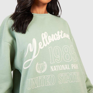 Sudadera de algodón con cuello redondo y estampado de forro polar para mujer, estilo urbano de invierno, transpirable, de secado rápido, talla grande - Product Image 6