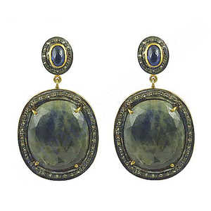 Boucles d'oreilles pendantes en forme de goutte d'eau en saphir et diamant plaqué or 14 carats et 18 carats pour femmes, pendentif religieux chrétien pour mariages et fêtes - Product Image 3