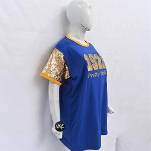 Venta al por mayor nueva moda estilo de moda de alta calidad de gran tamaño transpirable de manga corta azul Casual personalizado fiesta de graduación camisetas - Product Image 4