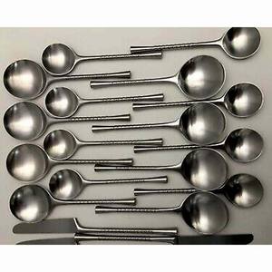 Minihervidor de agua de diseño largo pulido de plata, mango con forma redonda, cuchara, juego de Servicio de ensalada, juego de acero inoxidable - Product Image 5