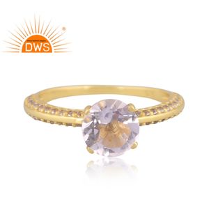 แหวนควอตซ์คริสตัลธรรมชาติเงินสเตอร์ลิงและพลอยโทแพซสีขาวผู้ผลิตเครื่องประดับวางซ้อนกันได้ - Product Image 4