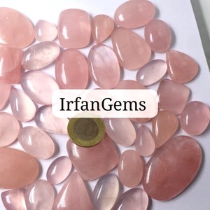 หินควอตซ์บำบัดพลังงานธรรมชาติรูปทรงผสมโรสควอตซ์เครื่องประดับอัญมณีหลวมทรงหลังเบี้ยเรียบ - Product Image 5