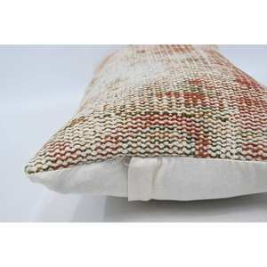 Premium Beige Kantha Patchwork Wool Pillow 12x24 Inch Luxury <b>Vintage</b> Fluffy Woven Pattern Portable <b>Bedding</b> Square Ring Design - Product Image 5