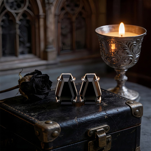 Jeulia Gothic Black Coffin Cross <b>Stud</b> Earrings Sterling <b>Silver</b> - Product Image 6