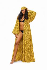 Cache-maillot à manches volantées imprimé léopard avec ceinture amovible pour la plage - Product Image 6