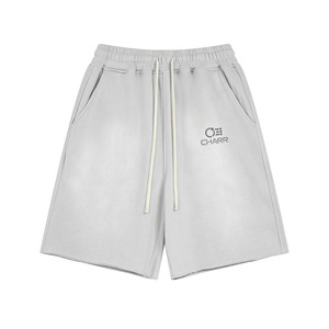 CHARR Men's Solid Gray Cotton Bermuda <b>Shorts</b> Drawstring Waist Casual Style Front Logo Pocket Design - Product Image 1