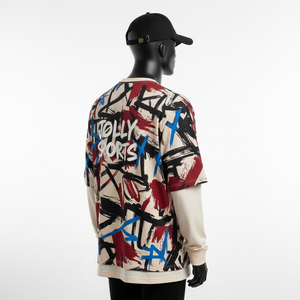 Camiseta 100% algodón para hombre, corte holgado, estampada, de doble capa, manga larga, estilo nuevo, camiseta de doble manga personalizada. - Product Image 5