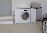 Armoire à linge en PVC écologique de fabrication italienne Mongardi, structure durable, design moderne et élégant, blanc