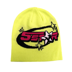 Casquette d'hiver unisexe en acrylique jacquard de haute qualité avec logo personnalisé pull-over chapeau chaud réversible imprimé tête de mort tricoté sport ski voyage - Product Image 1