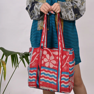 Indian Vintage Kantha <b>Large</b> Tote Carry <b>Bag</b> Kantha Cotton Ecofriendly Sturdy Artist Shopping Handmade Boho Grocery Beach - Product Image 1