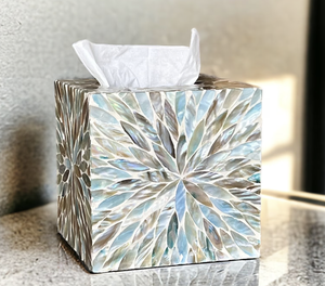 Bandeja de Nácar con Asas, 6 Posavasos y Caja para Pañuelos, Bandeja de Servicio Mop de la India - Product Image 3