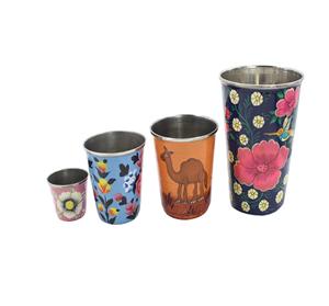 Verre imprimé en acier inoxydable de qualité supérieure de différentes tailles et verre en acier inoxydable 4 pièces imprimé - Product Image 1