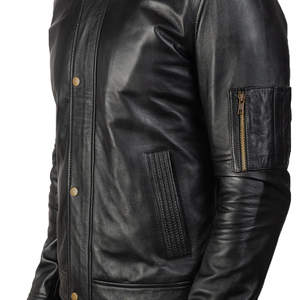 OEM vente en gros veste en cuir pour homme logo personnalisé coupe ajustée vestes de moto à la mode fournisseur en vrac à bas prix veste d'hiver motard pour hommes - Product Image 6