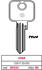 Chiave in Ottone Cs17 (g.Vad 0) Cisa - Product Image 1