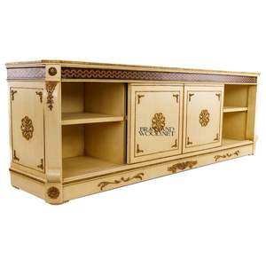 Clásico Mueble para TV de Madera Color Marfil con Detalles Decorativos Dorados - Product Image 6