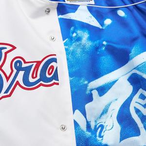 Chaqueta universitaria de satén con bordado por sublimación al por mayor acabado brillante con diseño personalizado de doble técnica - Product Image 4