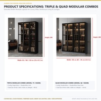 Vitrine à vin en verre LED de luxe moderne, modulaire, pour salon, avec porte à ouverture par pression, pour villa, bar à domicile