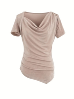 Lot de 3 T-shirts ajustés à col rond pour femme, couleur unie 3D personnalisée, manches courtes, respirants, en coton biologique écologique, anti-plis