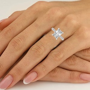 4 Ct Radiant Shape VVS Clarity E Color Diamond Solitaire Wedding Ring With Lab Grown Diamond 14K White Gold Women IGI Certified - Product Image 4