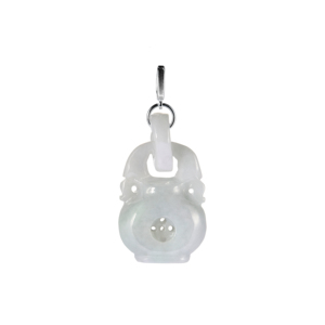 Pendentif en jadéite birmane bicolore en argent sterling - Charme de bijouterie fine - Product Image 1