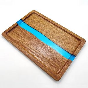 Planche à découper colorée personnalisée en bois d'acacia de haute qualité pour la cuisine planche à découper multifonction résine et plateau faits à la main - Product Image 3