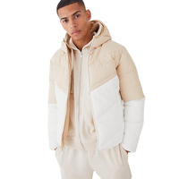 Veste matelassée standard tendance avec panneaux, deux poches, coupe ajustée, streetwear personnalisé, réversible, coupe-vent pour homme, hiver