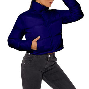 Chaqueta acolchada de plumón ligera personalizada para mujer, abrigo de burbujas acolchado recortado con cierre de cremallera, chaqueta de invierno hinchada - Product Image 4