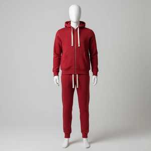 Ensemble survêtement homme streetwear décontracté et sportif, coupe régulière, avec logo personnalisé imprimé, comprenant un sweat à capuche court à cordon de serrage et un pantalon de survêtement, en tissu épais - Product Image 1