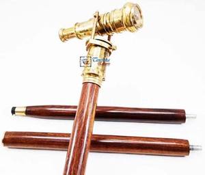 Poignée de conception de télescope antique en laiton bâton de marche en bois brun pour la randonnée et le camping article cadeau avec prix de gros - Product Image 5