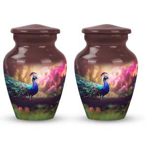 Paon Amour Urne Mémorial pour Cendres Humaines Scène de Jardin Urne de Réglage Naturel Oeuvre Unique Urnes Décoratives Mémoire des Amoureux des Oiseaux - Product Image 3