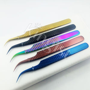 Juego de pinzas para pestañas azules de plasma con logotipo personalizado de alta calidad, herramienta de extensión de pestañas de acero inoxidable puntiaguda con etiqueta privada - Product Image 5