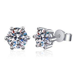 Boucles d'oreilles clous en moissanite ronde scintillante de 0,3 à 2 carats pour homme, pièce unique - Product Image 3