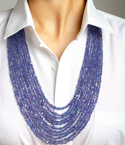 Natural Tanzanite Oval Smooth Beaded <b>Necklace</b>, Tanzanite Smooth Oval <b>Beads</b> Fringe Beaded Bandana - Product Image 1