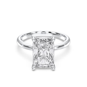 Anillo de compromiso solitario de moissanita con corte radiante y redondo de 2.17 quilates E-F/VVS VS, hecho en platino para mujer - Product Image 1