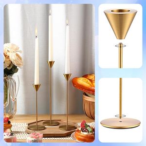 Portavelas de latón macizo de diseño moderno, decoración de boda chapada en oro de alto acabado, soporte de candelabro para el hogar, caja de molde de Metal, embalaje - Product Image 3