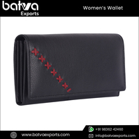 Dompet Wanita Kulit Asli Vintage Elegan dengan Ritsleting dan Kancing Berkualitas Tinggi untuk Penggunaan Sehari-hari, Dilengkapi RFID Blocking, Lapisan Poliester, Logo Panjang