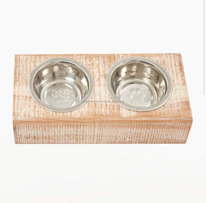 Support de bol d'alimentation surélevé pour chien de compagnie chat en bois fabriqué à la main 2 stations d'alimentation en métal avec plusieurs finitions et tailles - Product Image 4