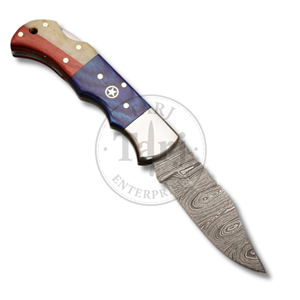 Navaja Plegable de Acero de Damasco Forjada a Mano, para Caza al Aire Libre, Punta de Caída de 8 Pulgadas, OEM, Alta Durabilidad, 58HRC, Garantía de 3 Años - Product Image 5