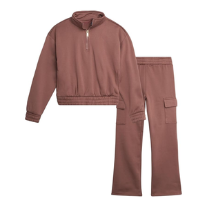 Boys <b>Girls</b> Half Zip Cargo Tracksuits Kids 100% Cotton Fleece High Quality Custom Sweat Suits in Cheap Price kids tracksuits - Product Image 1