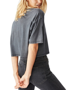 T-shirt court en coton à manches courtes, délavé à l'acide, t-shirts pour femmes sur mesure - Product Image 3