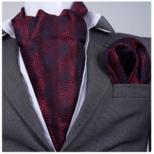 ชุดผ้าพันคอไหมพิมพ์ลายเรขาคณิตสีแดงกรมท่า ทนทาน เหมาะสำหรับงานทางการ พร้อมผ้าพันคอแบบผูกเองสไตล์ตุรกี ดีไซน์แจ็คการ์ดสุดหรู - Product Image 1