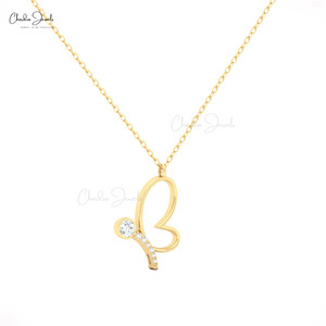 สร้อยคอจี้ผีเสื้อสุดสวยสำหรับผู้หญิงพร้อมสร้อยคอเพชรสีทอง14K ผลิตฟรีค่าจัดส่ง - Product Image 4