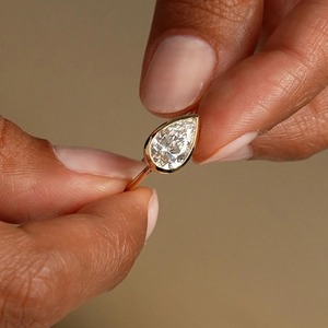 1.5 Carat Pear Brilliant Cut Lab Grown Diamond East West <b>Solitaire</b> Engagement <b>Ring</b> Modern 14K Gold Elegant Design - Product Image 4