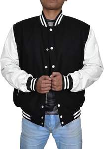 <b>Men's</b> Versity College <b>Jackets</b> Latest OEM Custom <b>Men's</b> Plus Size <b>Baseball</b> <b>Jacket</b> Long Style Varsity Embroidery Leather <b>for</b> Winter - Product Image 3
