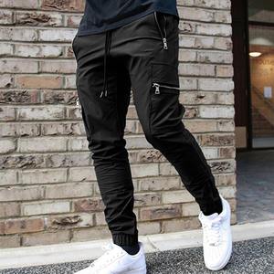 Custom Made Breathable <b>Black</b> Mens Casual <b>Cargo</b> Pants OEM Service Mid Waist Simple Solid Cotton <b>Trouser</b> Large Pocket Fashionable - Product Image 3